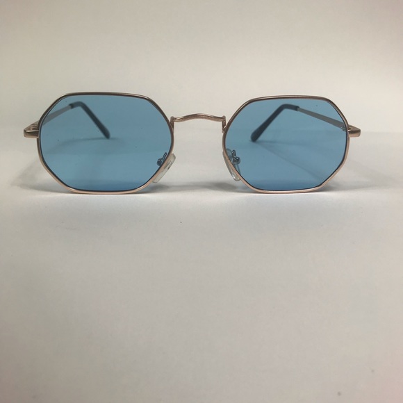 Thin Rose Golden Frame Sunglasses w/ Orange Lenses - Picture 5 of 10